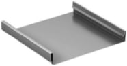 A rectangular metal sheet with raised edges on two opposite sides, forming a shallow tray or channel shape.