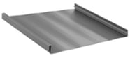 A single ribbed metal roofing panel with raised seams along both edges, shown on a white background.